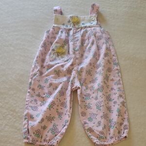 Vintage Pink Floral Precious Moments Beautifully Handsewn Overalls